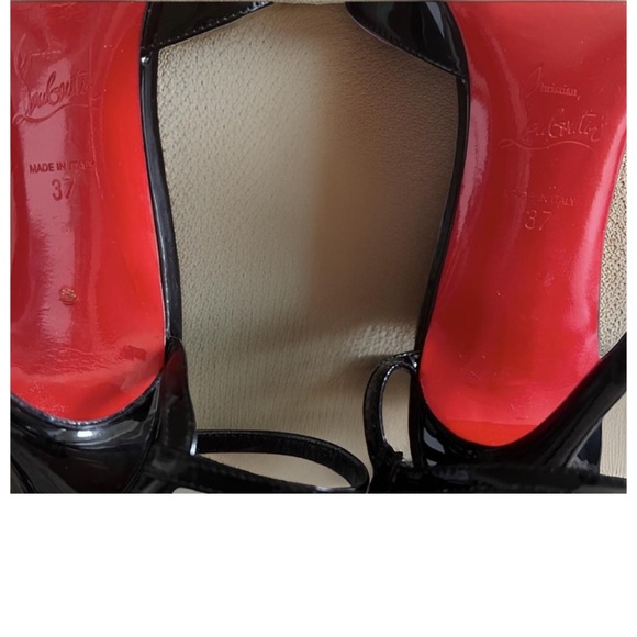 CHRISTIAN LOUBOUTIN JENLOVE ANKLE STRAP POINTED TOE PUMPS BLACK PATENT - Picture 10 of 11